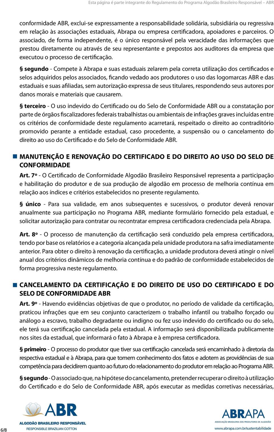 processo de certificação.