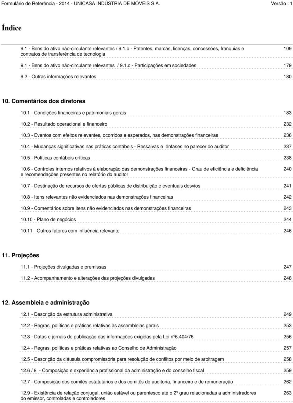 1 - Condições financeiras e patrimoniais gerais 183 10.2 - Resultado operacional e financeiro 232 10.3 - Eventos com efeitos relevantes, ocorridos e esperados, nas demonstrações financeiras 236 10.