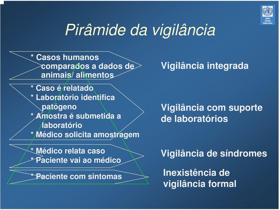 amostragem * Médico relata caso * Paciente vai ao médico * Paciente com sintomas Vigilância