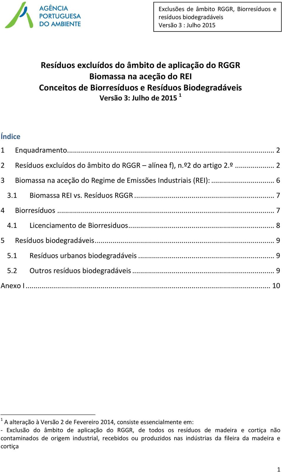 .. 6 3.1 Biomassa REI vs. Resíduos RGGR... 7 4 Biorresíduos... 7 4.1 Licenciamento de Biorresiduos... 8 5 Resíduos biodegradáveis... 9 5.1 Resíduos urbanos biodegradáveis... 9 5.2 Outros resíduos biodegradáveis.