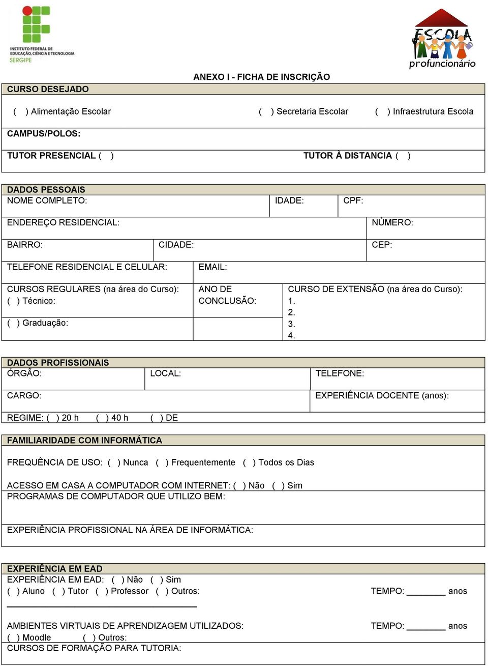 CURSO DE EXTENSÃO (na área do Curso): 1. 2. 3. 4.