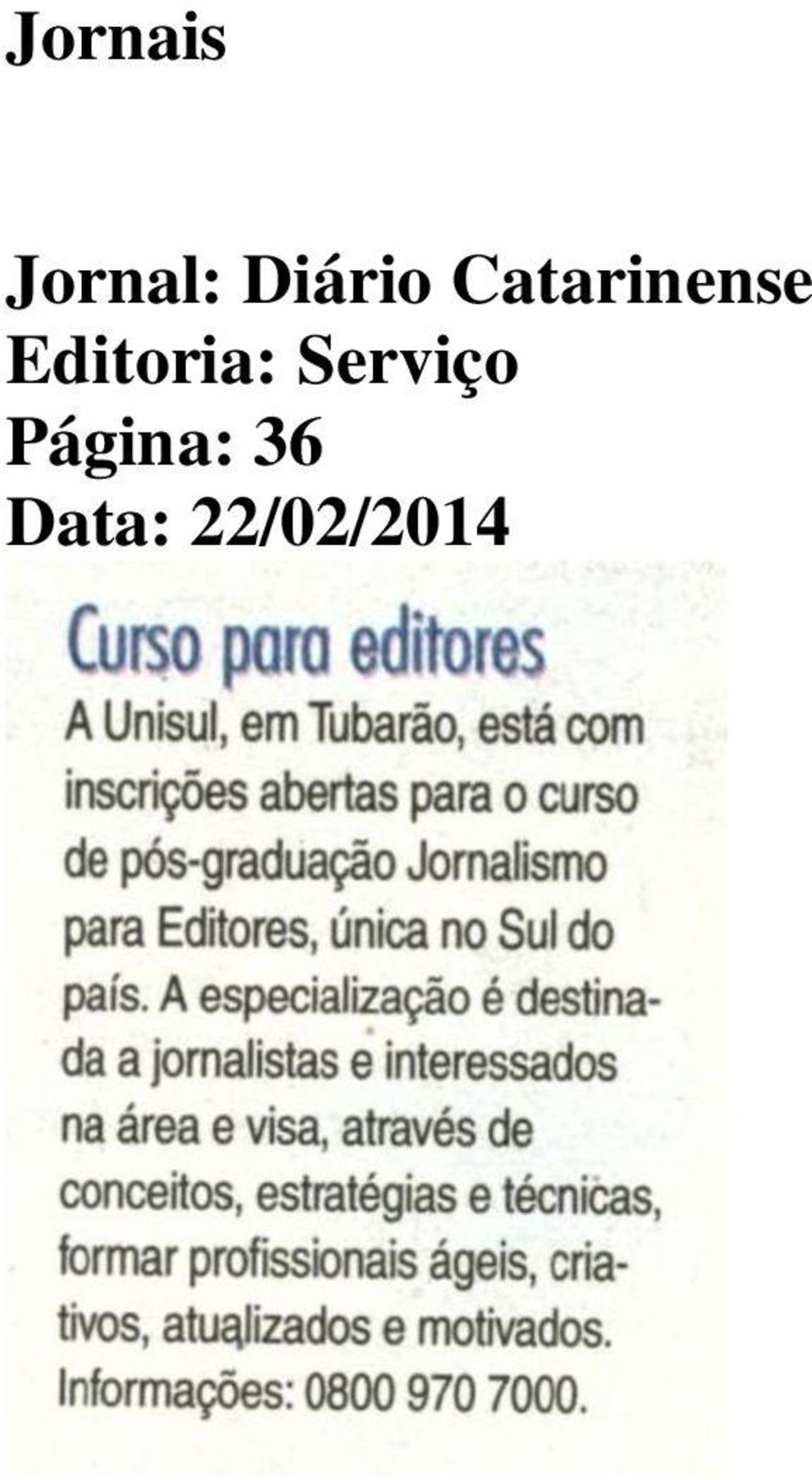 Editoria: Serviço