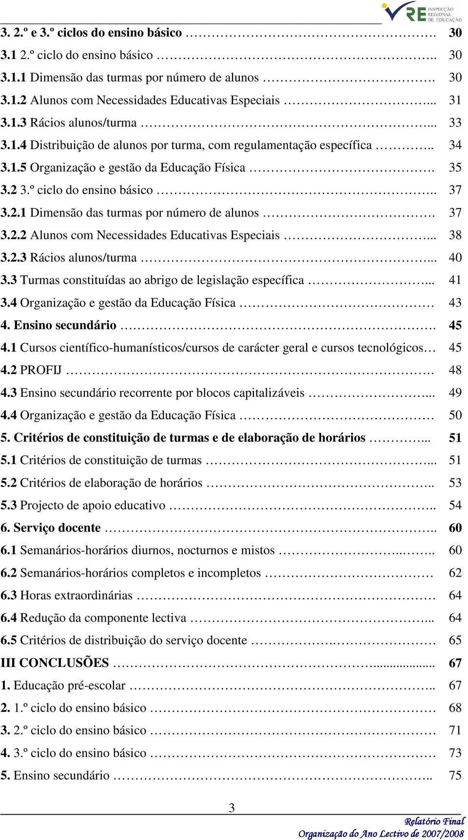 37 3.2.2 Alunos com ecessidades Educativas Especiais... 38 3.2.3 Rácios alunos/turma... 40 3.3 Turmas constituídas ao abrigo de legislação específica... 41 3.