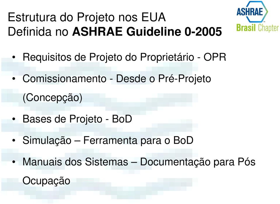 Desde o Pré-Projeto (Concepção) Bases de Projeto - BoD Simulação