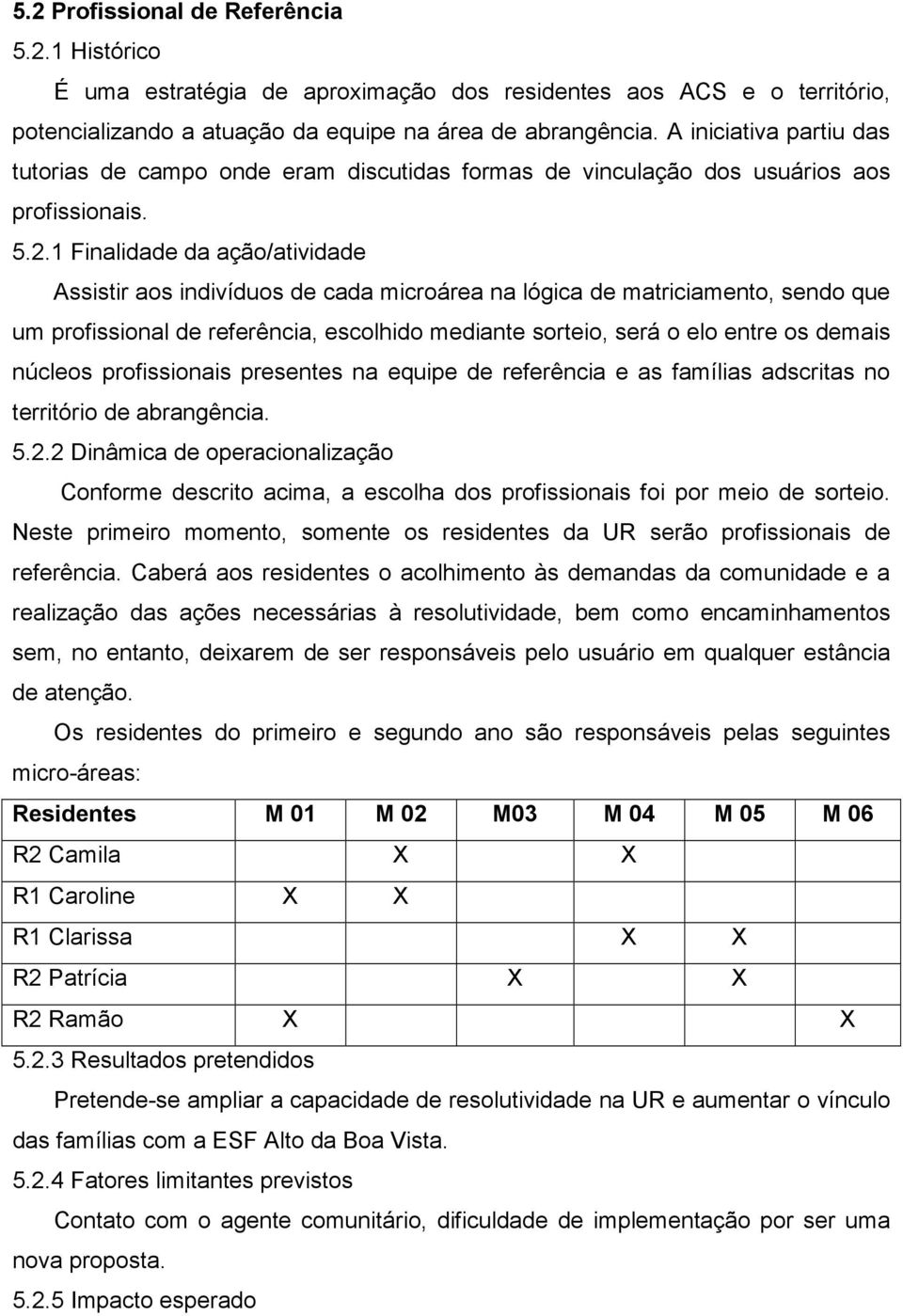 1 Finalidade da ação/atividade Assistir aos indivíduos de cada microárea na lógica de matriciamento, sendo que um profissional de referência, escolhido mediante sorteio, será o elo entre os demais