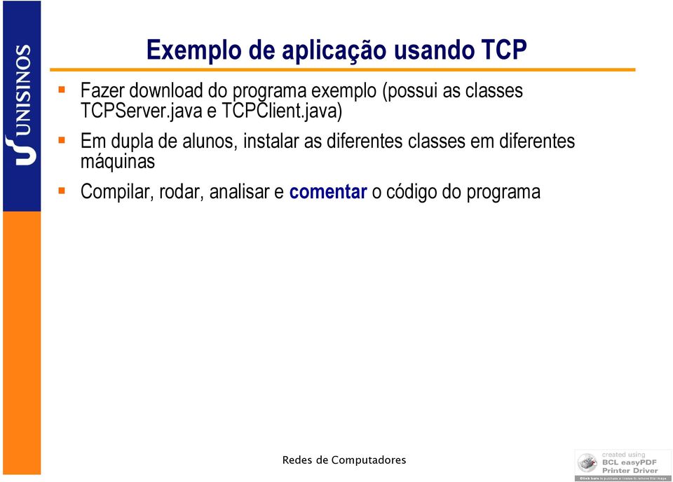 java) Em dupla de alunos, instalar as diferentes classes em