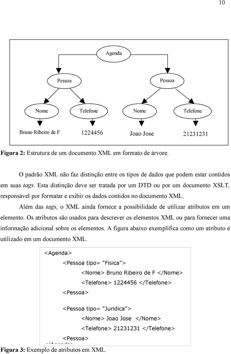 Esta distinção deve ser tratada por um DTD ou por um documento XSLT, responsável por formatar e exibir os dados contidos no documento XML.