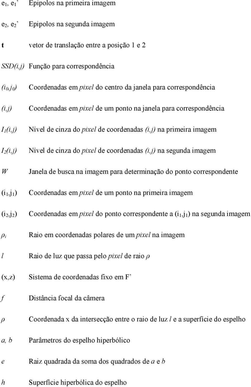 do pixel de coordenadas (i,j) na segunda imagem Janela de busca na imagem para determinação do ponto correspondente (i 1,j 1 ) Coordenadas em pixel de um ponto na primeira imagem (i 2,j 2 )