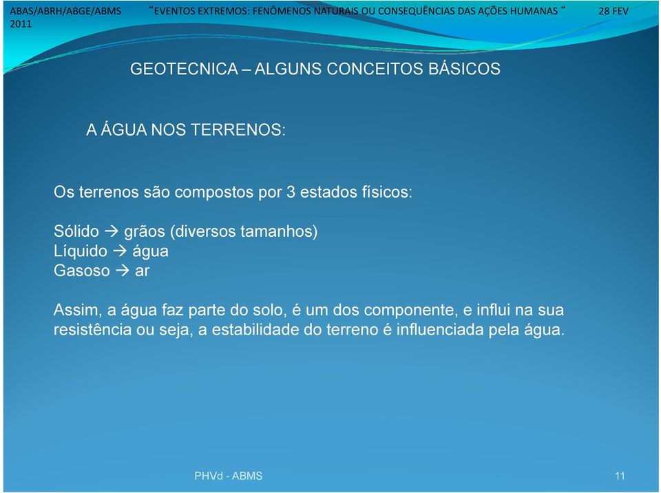 Gasoso ar Assim, a água faz parte do solo, é um dos componente, e influi na sua