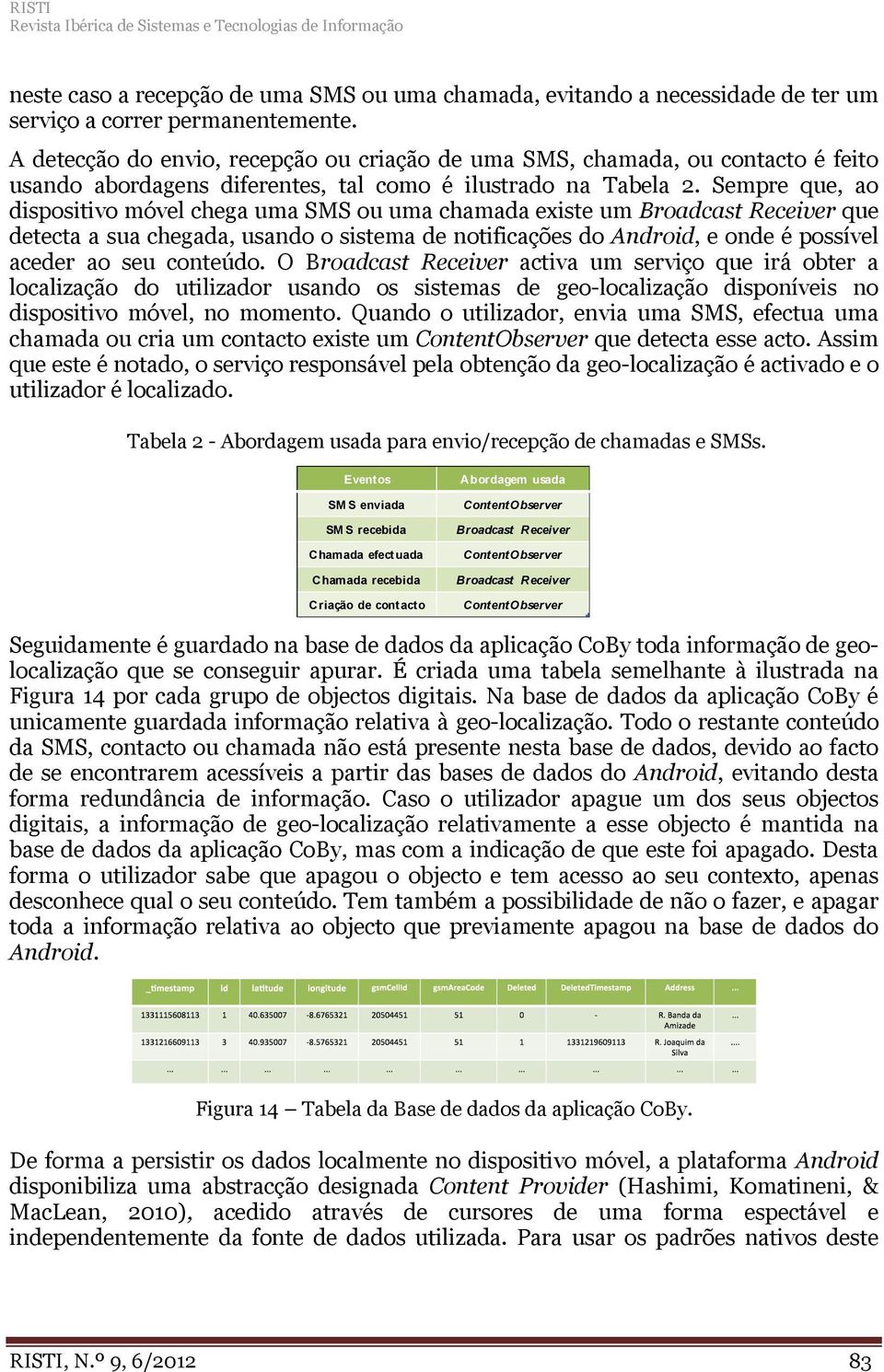 Sempre que, ao dispositivo móvel chega uma SMS ou uma chamada existe um Broadcast Receiver que detecta a sua chegada, usando o sistema de notificações do Android, e onde é possível aceder ao seu