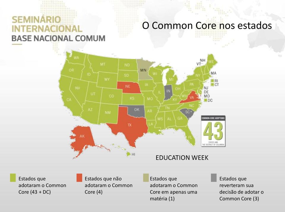 (4) Estados que adotaram o Common Core em apenas uma matéria