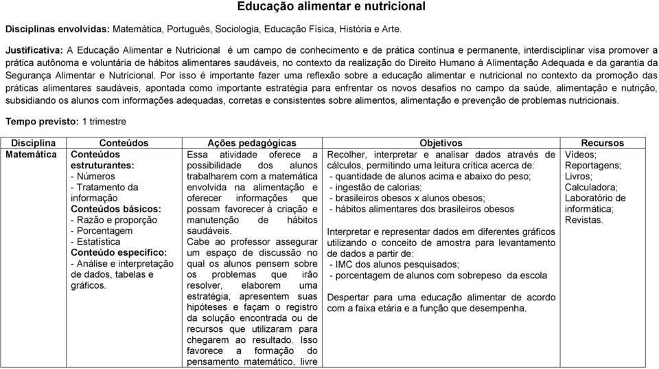 saudáveis, no contexto da realização do Direito Humano à Alimentação Adequada e da garantia da Segurança Alimentar e Nutricional.