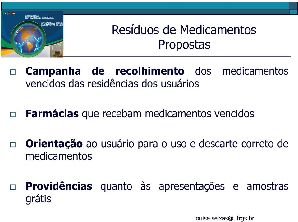 vencidos Orientação ao usuário para o uso e descarte correto de