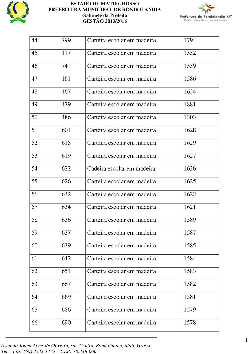 54 622 Cadeira escolar em madeira 1626 55 626 Carteira escolar em madeira 1625 56 632 Carteira escolar em madeira 1622 57 634 Carteira escolar em madeira 1621 58 636 Carteira escolar em madeira 1589