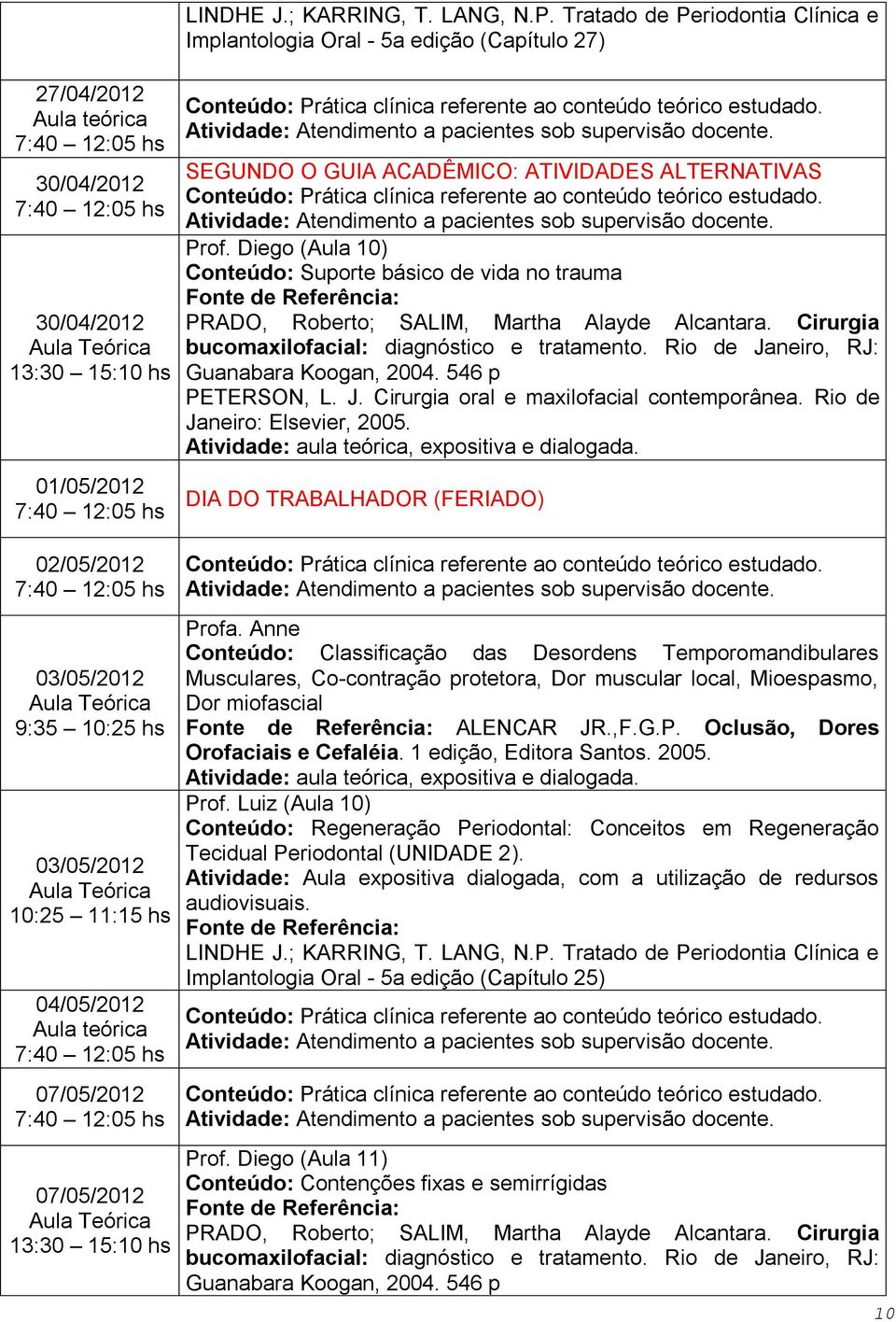 07/05/2012 07/05/2012 SEGUNDO O GUIA ACADÊMICO: ATIVIDADES ALTERNATIVAS Prof. Diego (Aula 10) Conteúdo: Suporte básico de vida no trauma PRADO, Roberto; SALIM, Martha Alayde Alcantara.