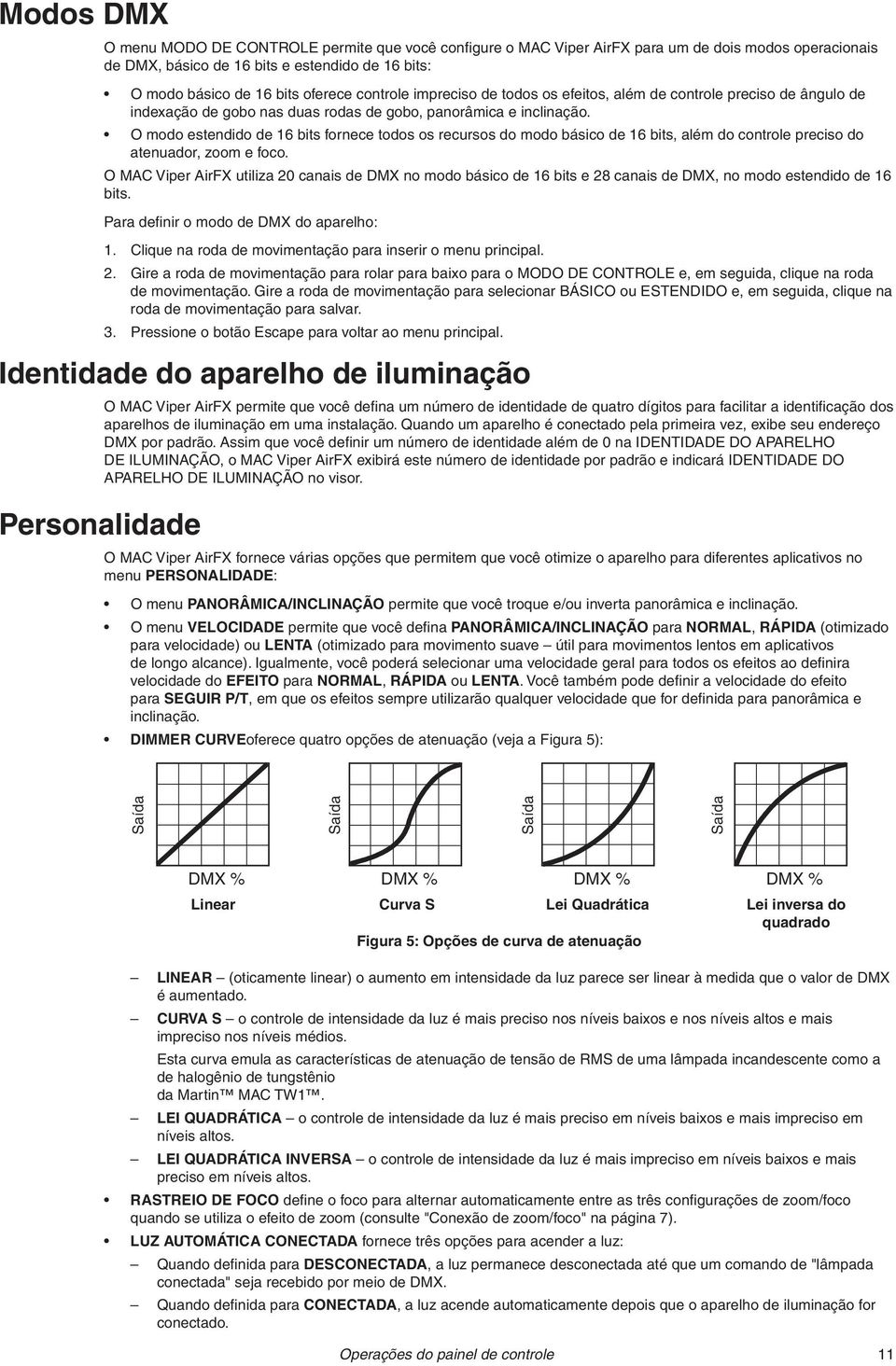 O modo estendido de 16 bits fornece todos os recursos do modo básico de 16 bits, além do controle preciso do atenuador, zoom e foco.