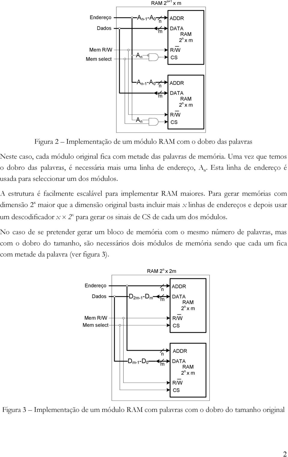 Para gerar eórias co diesão 2 x aior que a diesão origial basta icluir ais x lihas de edereços e depois usar u descodificador x 2 x para gerar os siais de de cada u dos ódulos.