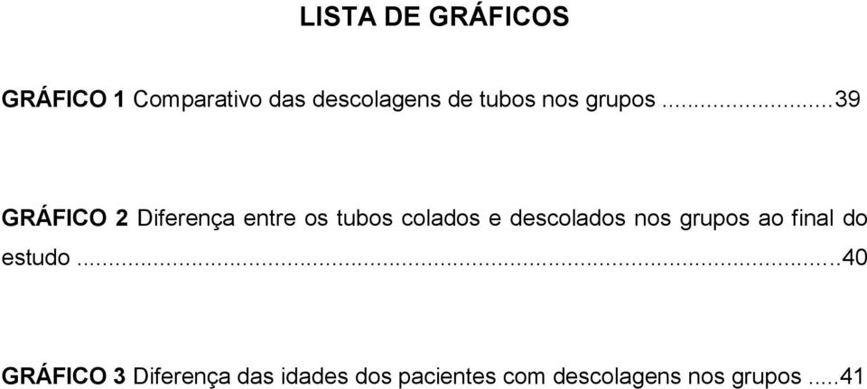 ..39 GRÁFICO 2 Diferença entre os tubos colados e descolados