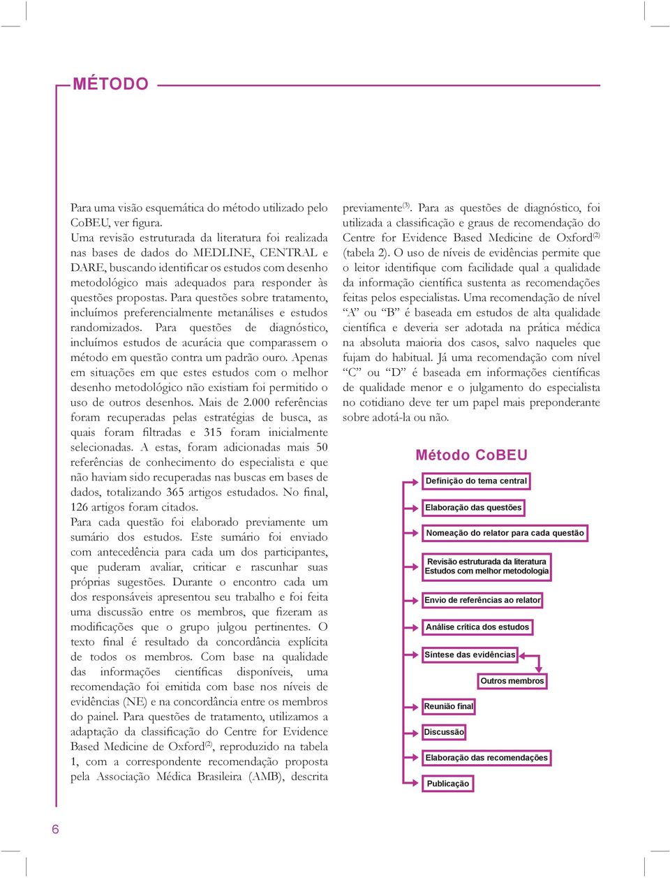 propostas. Para questões sobre tratamento, incluímos preferencialmente metanálises e estudos randomizados.