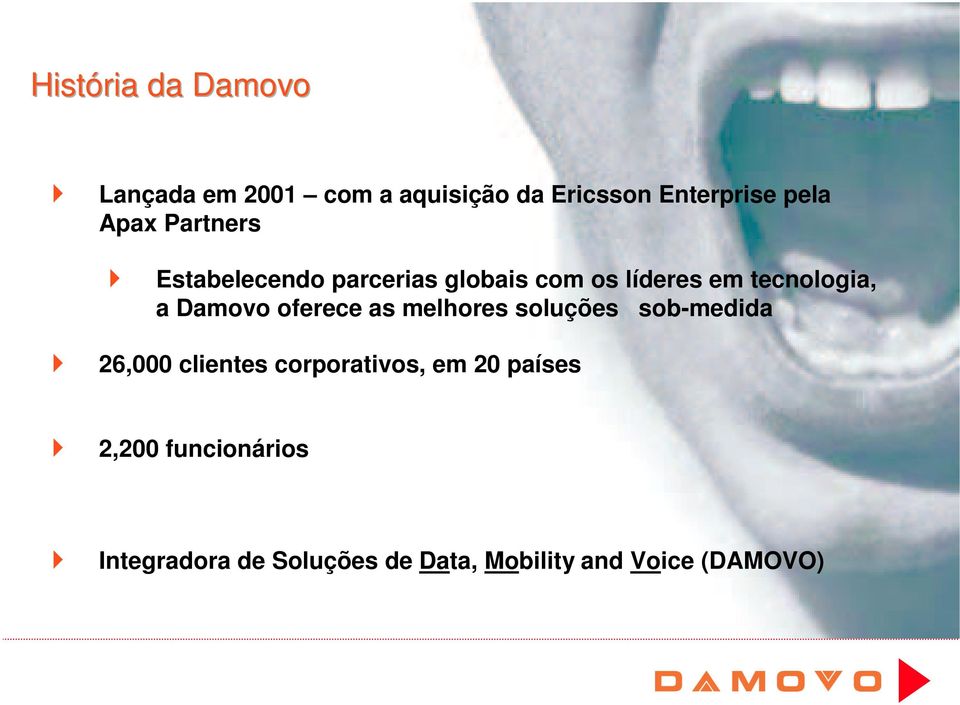 Damovo oferece as melhores soluções sob-medida 26,000 clientes corporativos, em