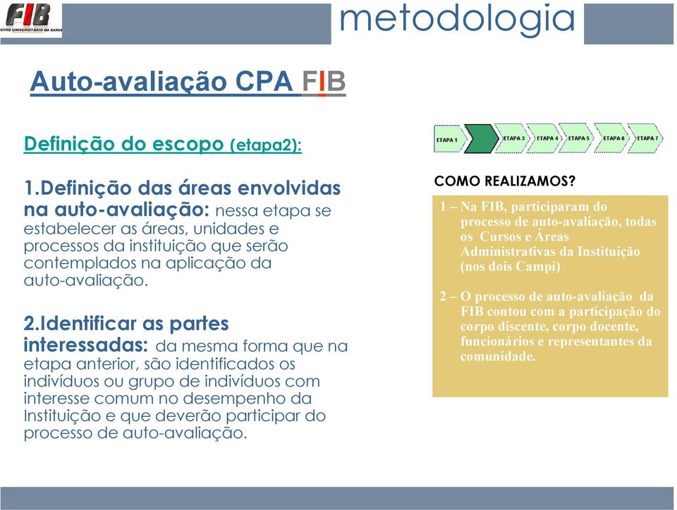 2.Identificar as partes interessadas: da mesma forma que na etapa anterior, são identificados os indivíduos ou grupo de indivíduos com interesse comum no desempenho da