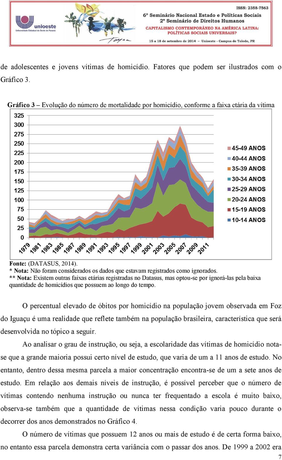 ** Nota: Existem outras faixas etárias registradas no Datasus, mas optou-se por ignorá-las pela baixa quantidade de homicídios que possuem ao longo do tempo.