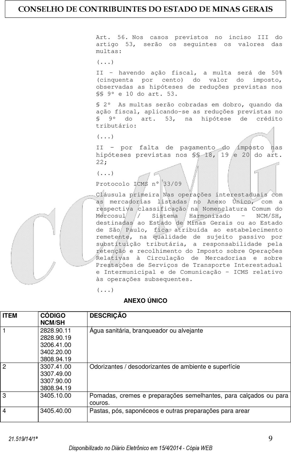 hipóteses de reduções previstas nos 9º e 10 do art. 53. 2º As multas serão cobradas em dobro, quando da ação fiscal, aplicando-se as reduções previstas no 9º do art.