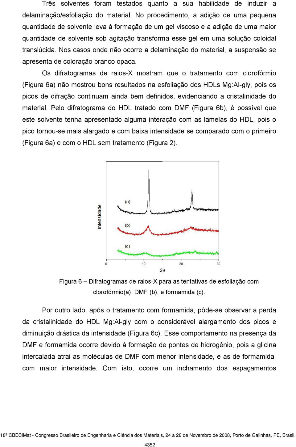 coloidal translúcida. Nos casos onde não ocorre a delaminação do material, a suspensão se apresenta de coloração branco opaca.