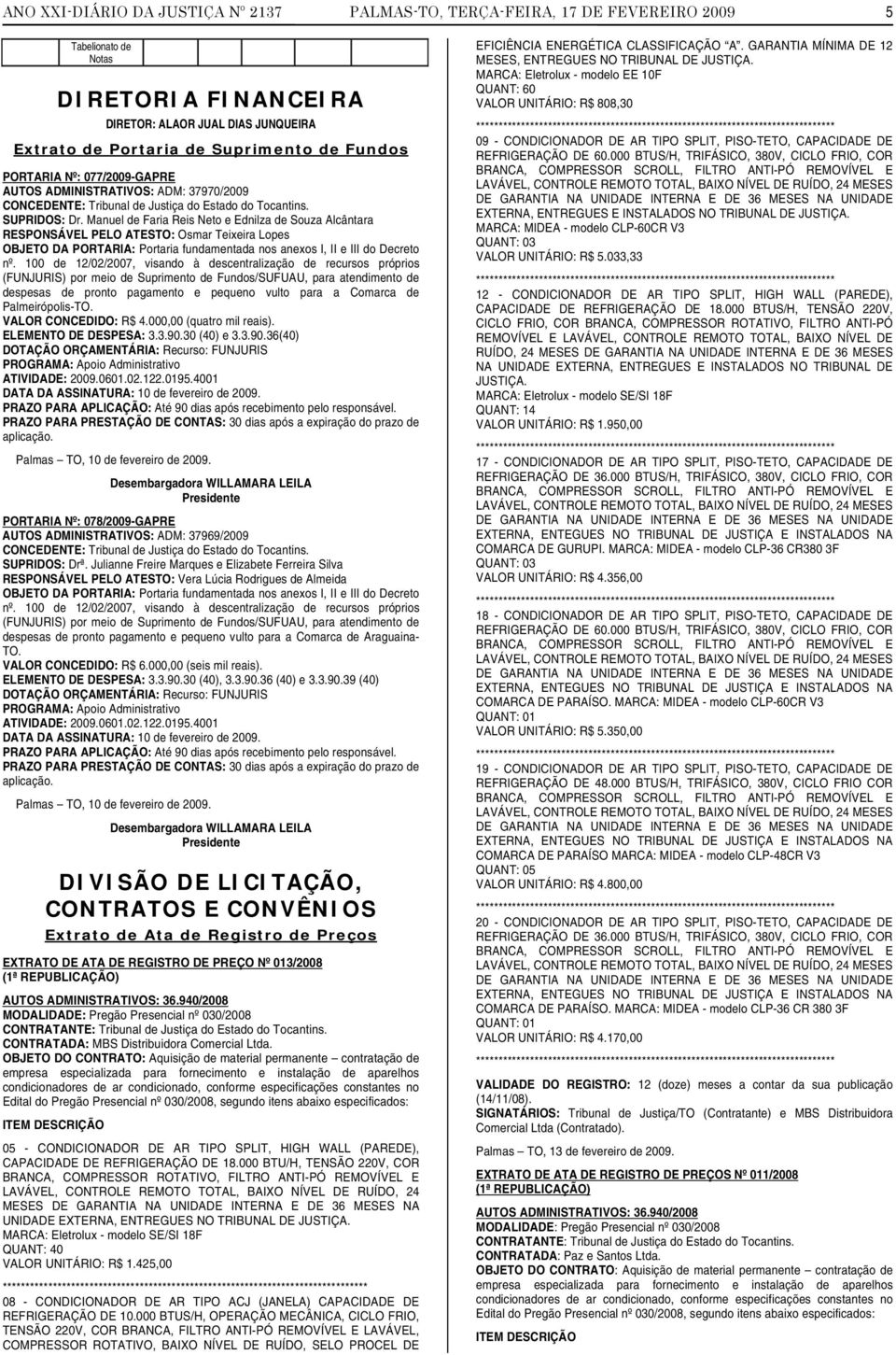 Manuel de Faria Reis Neto e Ednilza de Souza Alcântara RESPONSÁVEL PELO ATESTO: Osmar Teixeira Lopes OBJETO DA PORTARIA: Portaria fundamentada nos anexos I, II e III do Decreto nº.