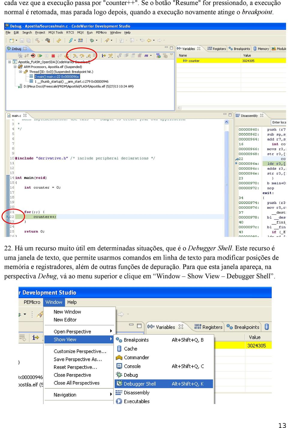 22. Há um recurso muito útil em determinadas situações, que é o Debugger Shell.