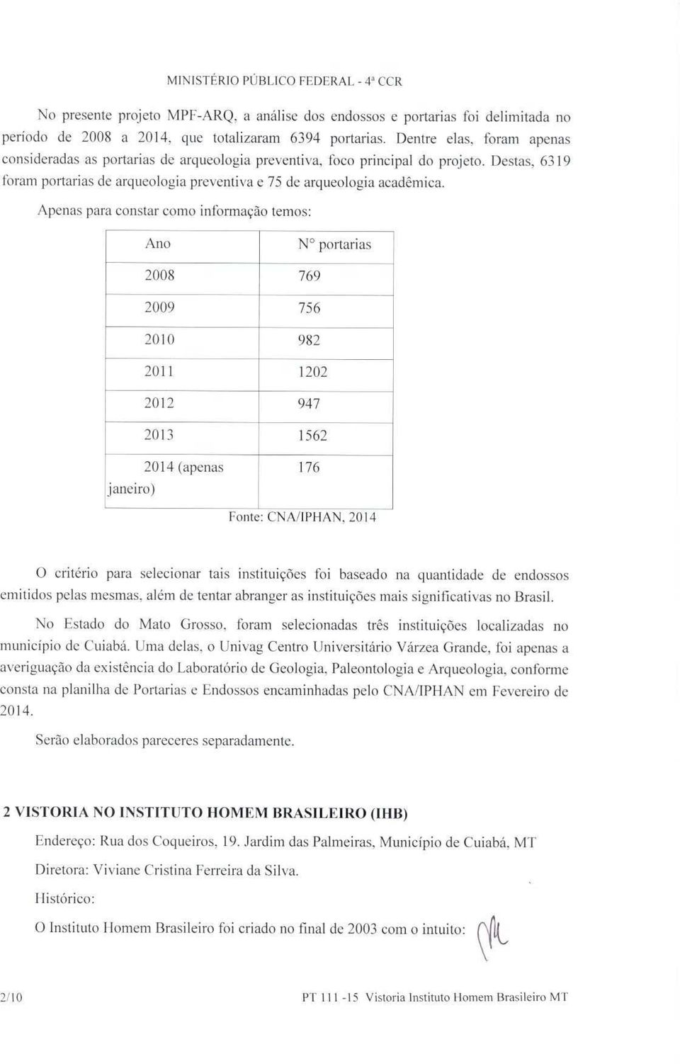 Apenas para constar como informação temos: Ano 2008 2009 2010 2011 2012 2013 N portarias 769 756 982 1202 947 1562 janeiro) 2014 (apenas 176 Fonte : CNA!1PHAN.