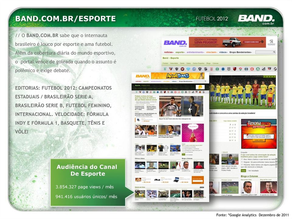 EDITORIAS: FUTEBOL 2012: CAMPEONATOS ESTADUAIS / BRASILEIRÃO SERIE A, BRASILEIRÃO SERIE B, FUTEBOL FEMININO, INTERNACIONAL.