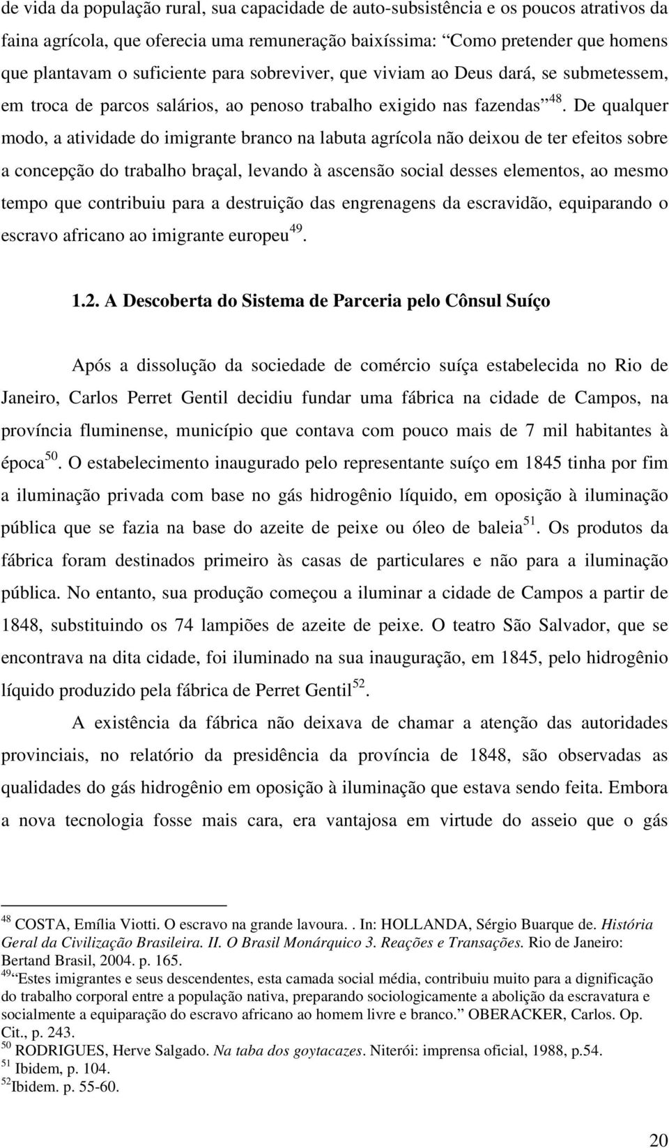 De qualquer modo, a atividade do imigrante branco na labuta agrícola não deixou de ter efeitos sobre a concepção do trabalho braçal, levando à ascensão social desses elementos, ao mesmo tempo que