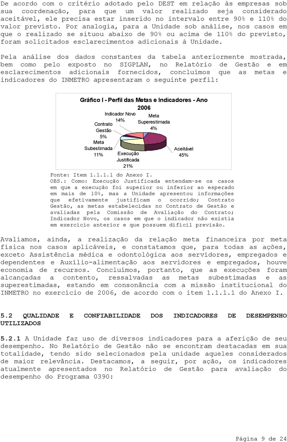 Pela análise dos dados constantes da tabela anteriormente mostrada, bem como pelo exposto no SIGPLAN, no Relatório de Gestão e em esclarecimentos adicionais fornecidos, concluímos que as metas e