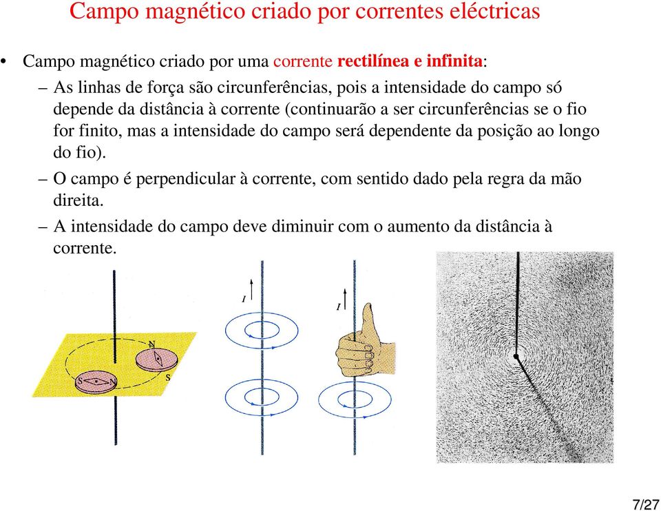 se o fio for finito, mas a intensidade do campo será dependente da posição ao longo do fio).