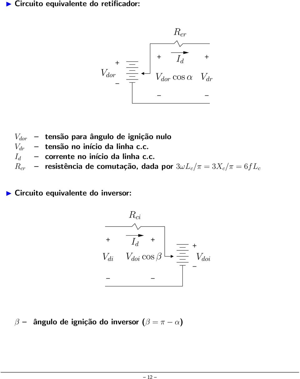 c. R cr resistência de comutação, dada por 3ωL c /π = 3X c /π = 6fL c Circuito equivalente do