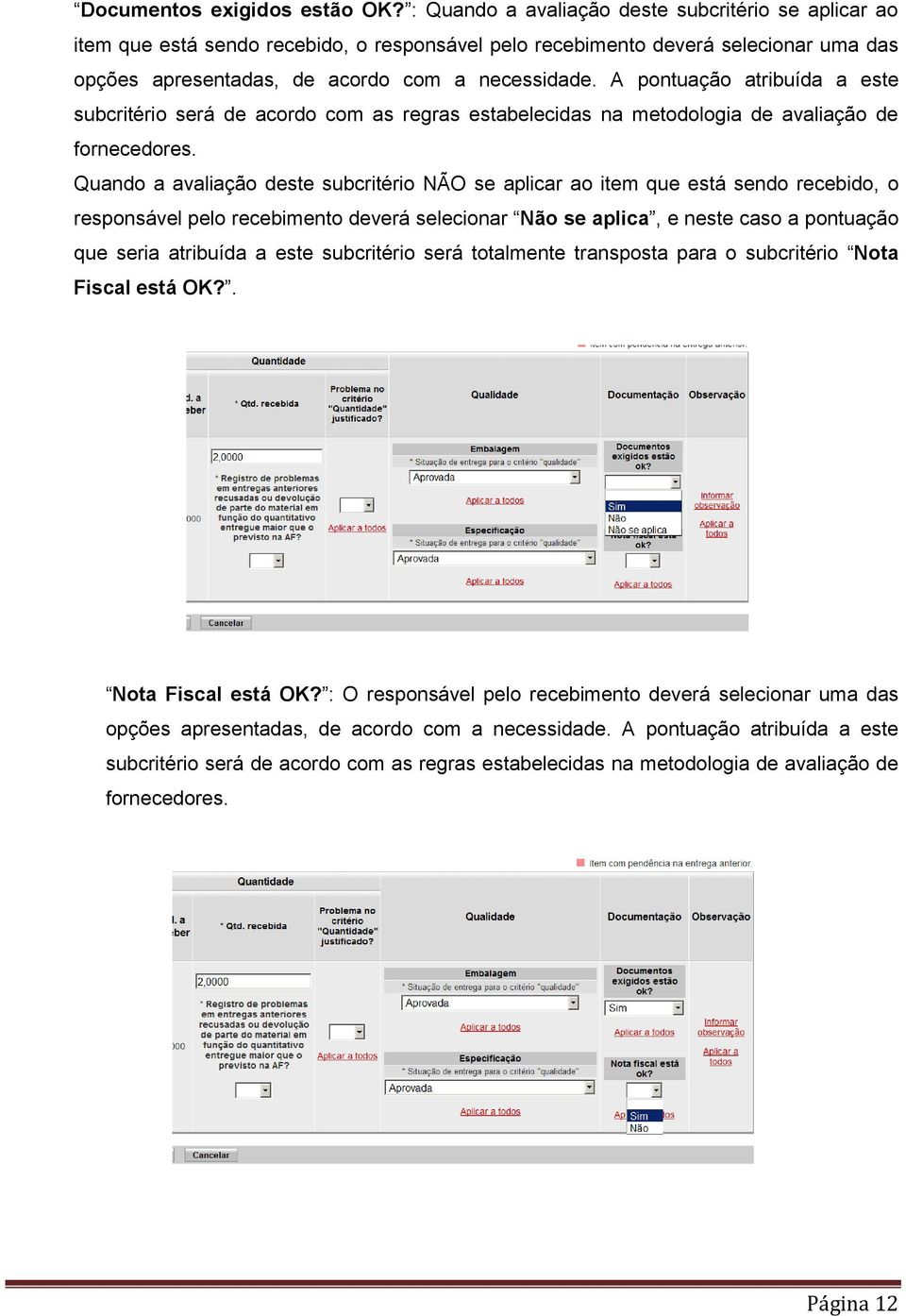 A pontuação atribuída a este subcritério será de acordo com as regras estabelecidas na metodologia de avaliação de fornecedores.