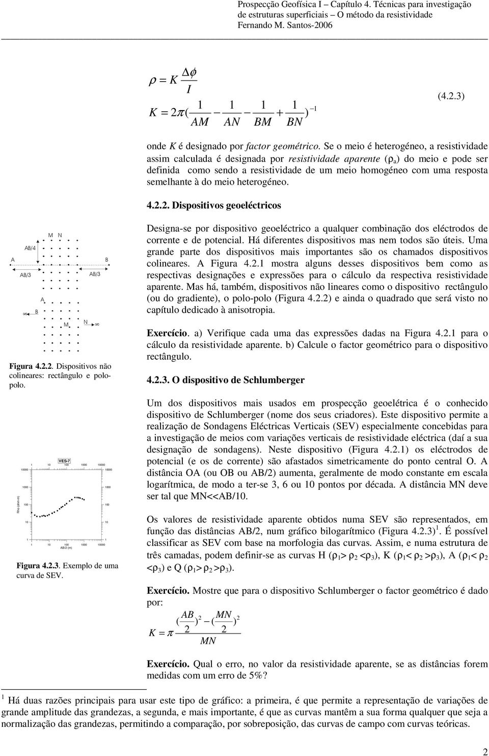 .. Dspostvos goléctcos /3 8 /4 M M /3 8 Fgua 4... Dspostvos não colnas: ctângulo polopolo. Ro om-m VES-7 / m Fgua 4..3. Exmplo d uma cuva d SEV.