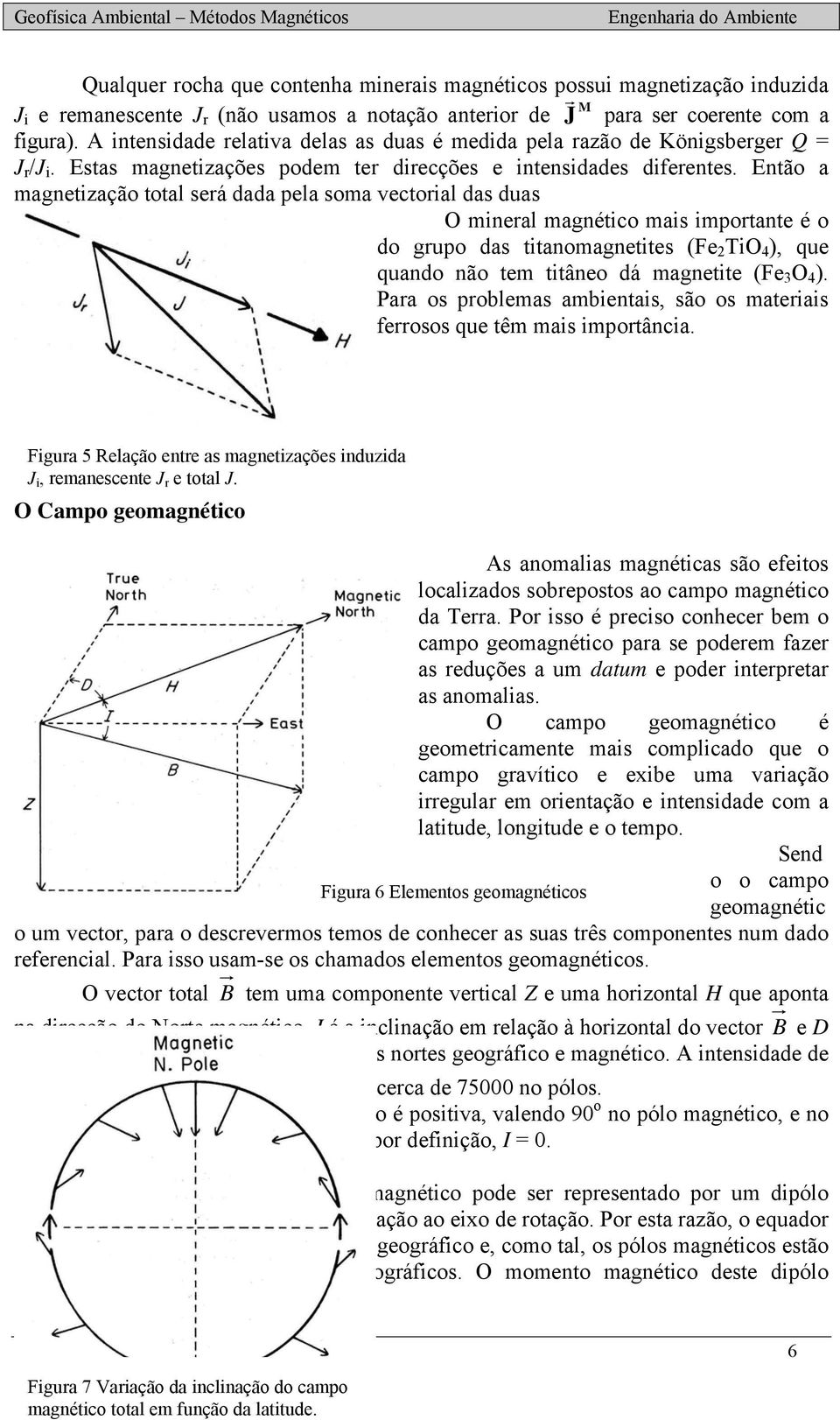 Então a magnetização total seá dada pela soma vectoial das duas O mineal magnético mais impotante é o do gupo das titanomagnetites (Fe 2 TiO 4 ), que quando não tem titâneo dá magnetite (Fe 3 O 4 ).