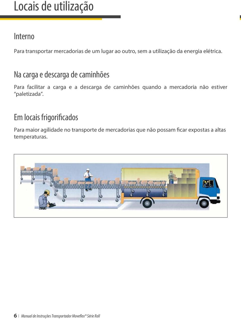 Na carga e descarga de caminhões Para facilitar a carga e a descarga de caminhões quando a mercadoria não