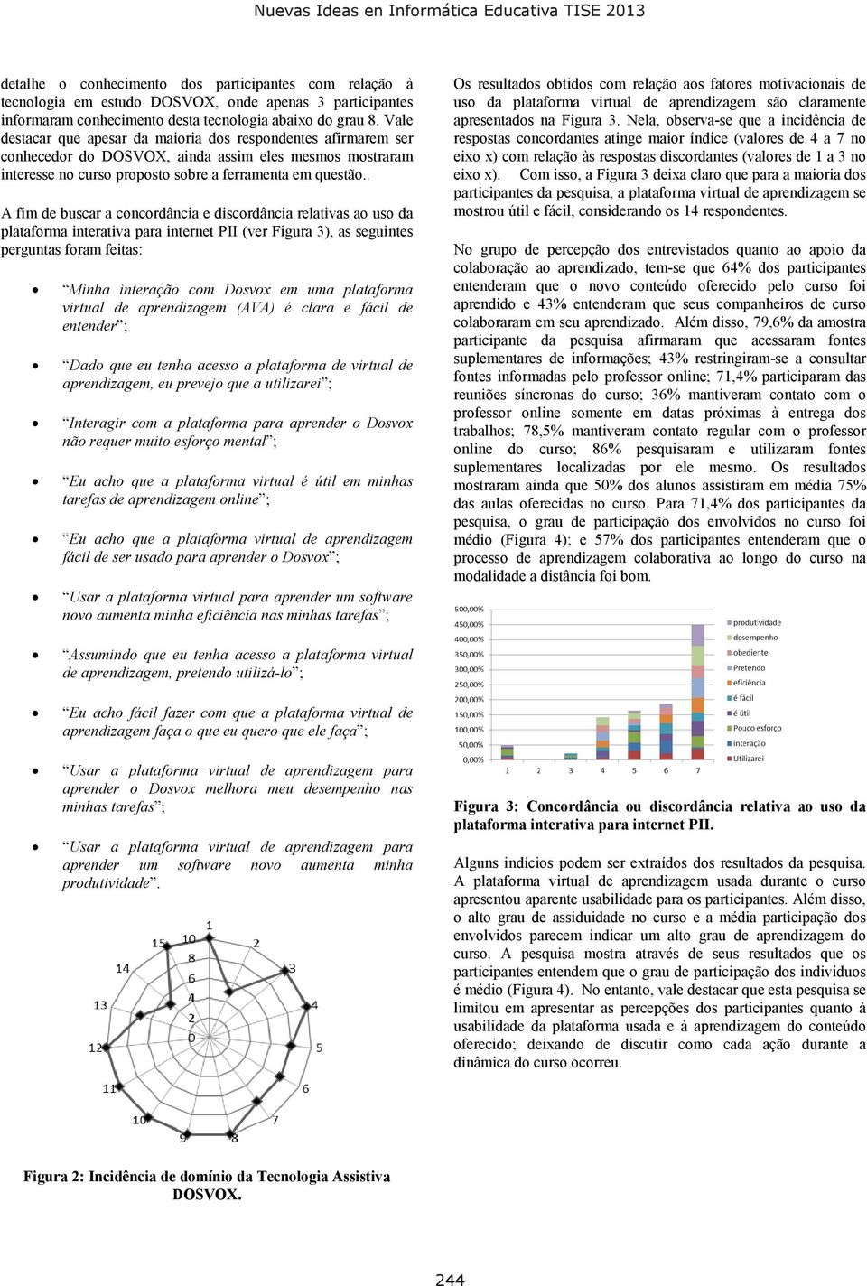 . A fim de buscar a concordância e discordância relativas ao uso da plataforma interativa para internet PII (ver Figura 3), as seguintes perguntas foram feitas: Minha interação com Dosvox em uma