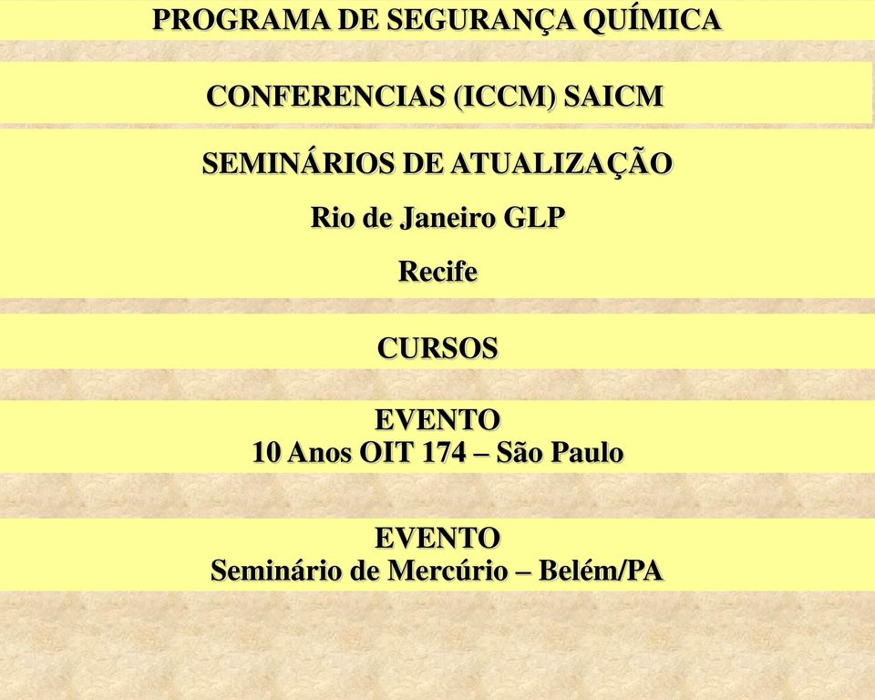 Janeiro GLP Recife CURSOS EVENTO 10 Anos OIT