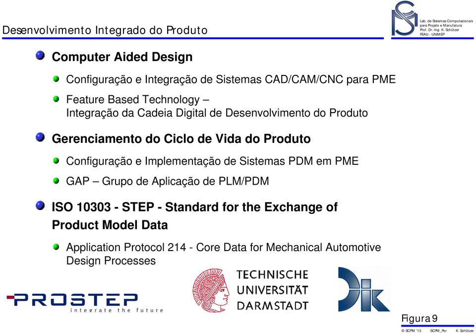 Produto Configuração e Implementação de Sistemas PDM em PME GAP Grupo de Aplicação de PLM/PDM ISO 10303 - STEP - Standard