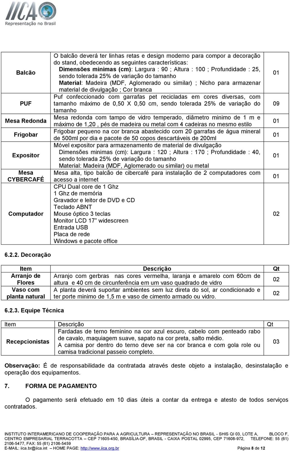 Profundidade : 25, sendo tolerada 25% de variação do tamanho Material: Madeira (MDF, Aglomerado ou similar) ; Nicho para armazenar material de divulgação ; Cor branca Puf confeccionado com garrafas