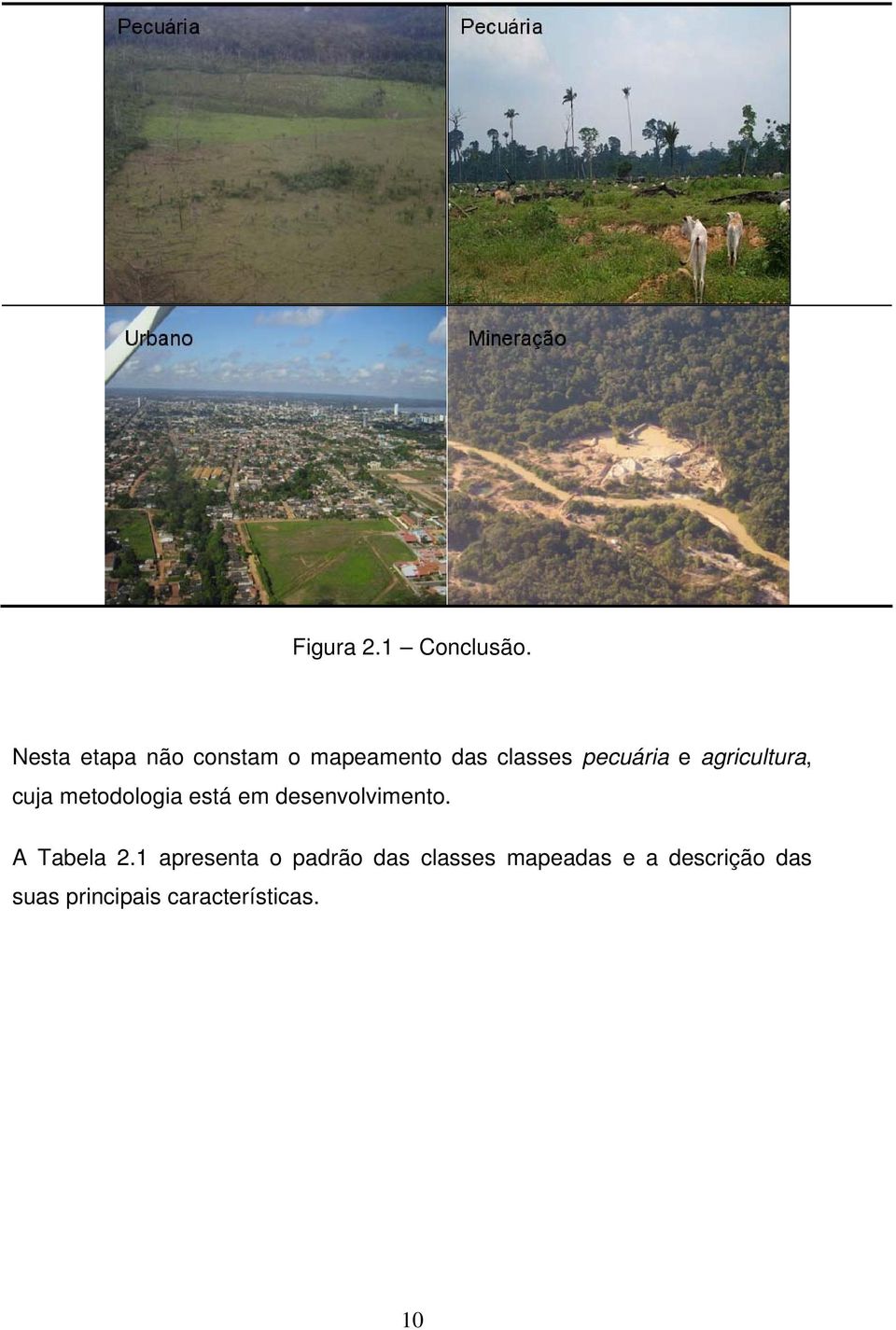 agricultura, cuja metodologia está em desenvolvimento.