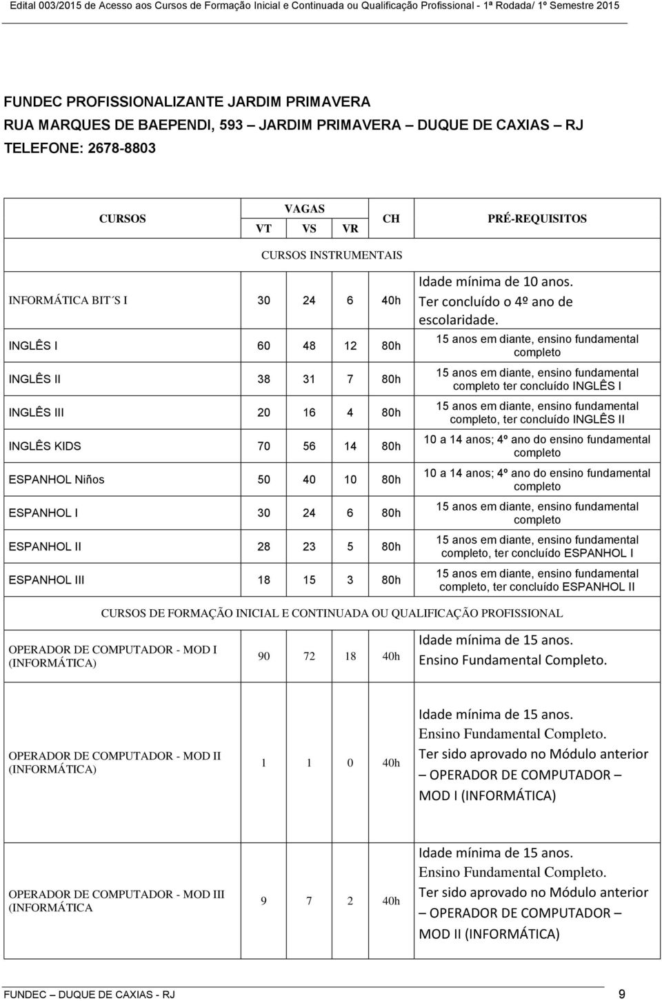 Ter concluído o 4º ano de escolaridade.