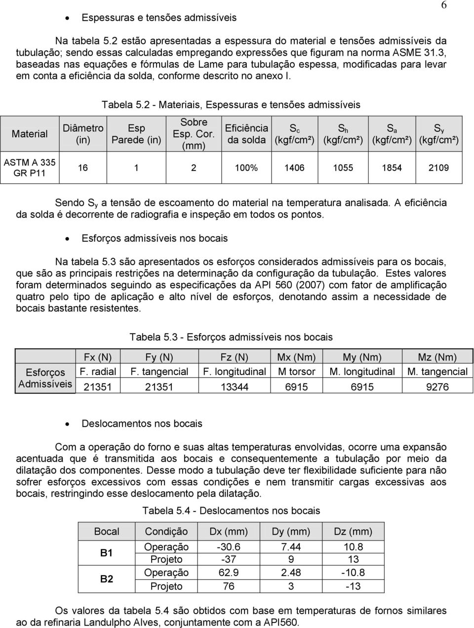 3, baseadas nas equações e fórmulas de Lame para tubulação espessa, modificadas para levar em conta a eficiência da solda, conforme descrito no anexo I.