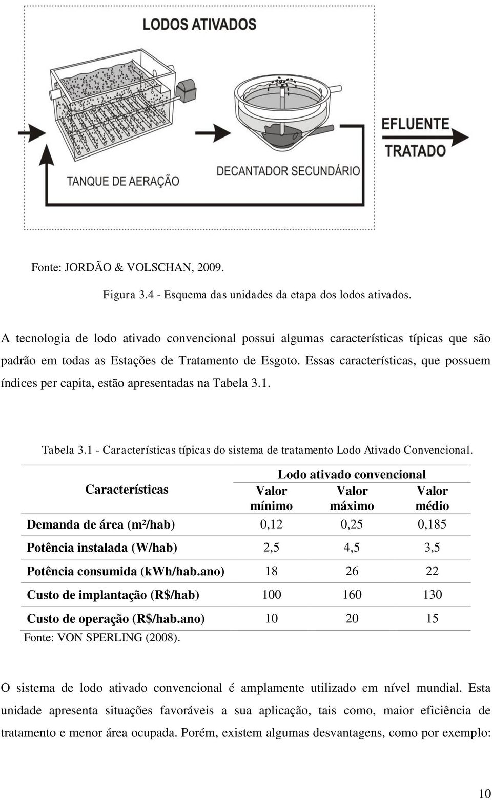 Essas características, que possuem índices per capita, estão apresentadas na Tabela 3.1. Tabela 3.1 - Características típicas do sistema de tratamento Lodo Ativado Convencional.