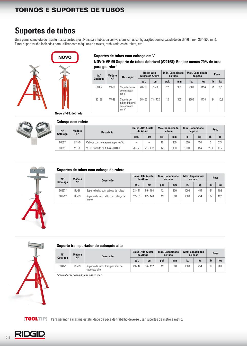 NOVO Novo VF-99: dobrado Suportes s com cabeça em V NOVO: VF-99 Suporte s dobrável (#22168): Requer menos 70% de área para guardar!