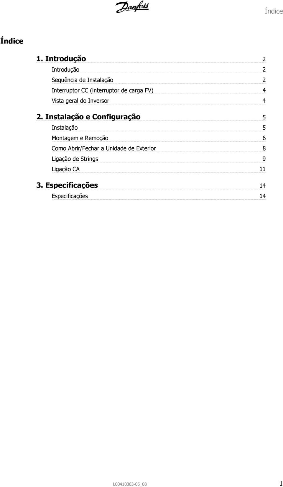 carga FV) 4 Vista geral do Inversor 4.